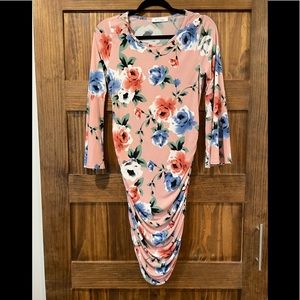 Pink flora maternity dress